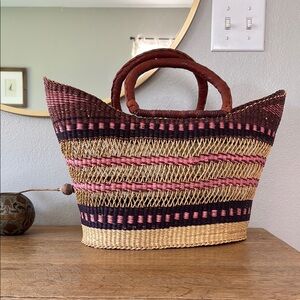 French market basket with leather handles